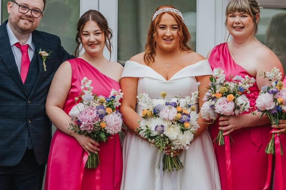 Bride with bridesmaids and wedding party