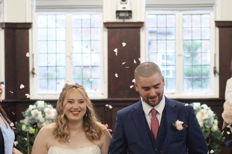 Bride and groom at their ceremony