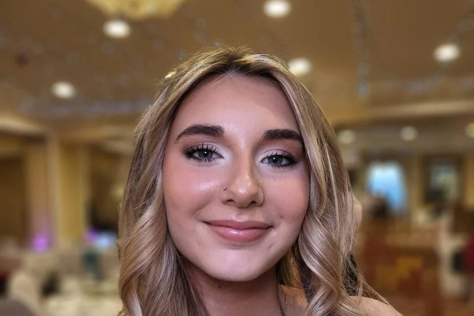 Client with luminous soft-glam makeup